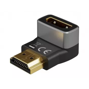 Goobay 72011 HDMI™ Kampinis Adapteris 270° Vertikalus, 8K @ 60 Hz, Auksuotas, Juodas, Sidabrinis