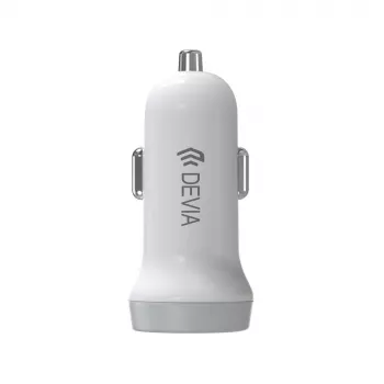 Automobilinis įkroviklis Devia Smart Series Lightning 5V 3.1A Dvigubas USB Baltas