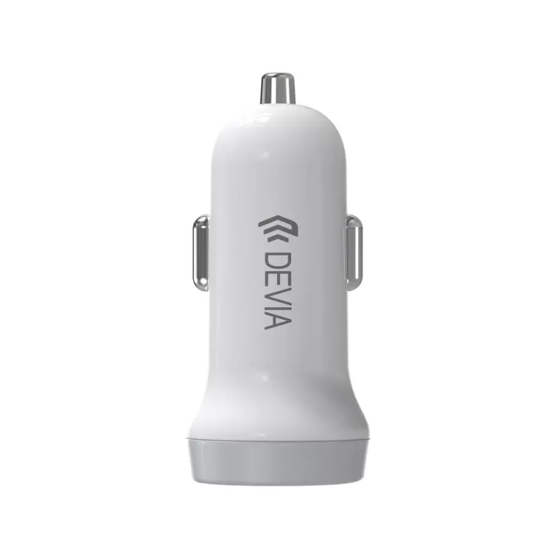 Automobilinis įkroviklis Devia Smart Series Lightning 5V 3.1A Dvigubas USB Baltas