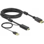 Vaizdo kabelio adapteris DeLOCK 85966 5 m HDMI Type A – DisplayPort + USB Type-A, juodas