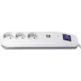 Maitinimo juosta REV ICE 3 lizdai su USB prievadais ir jungikliu, 1,4 m laidas, balta