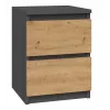 Naktinis staliukas Topeshop M2 ANTRACYT/ARTISAN 2 stalčiai Antracitas Ąžuolas
