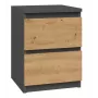 Naktinis staliukas Topeshop M2 ANTRACYT/ARTISAN 2 stalčiai Antracitas Ąžuolas