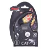 Flexi New Classic Cat XS 3 m – atsitraukiamas pavadėlis su virvele mažiems augintiniams, juodas, maks. apkrova 8 kg