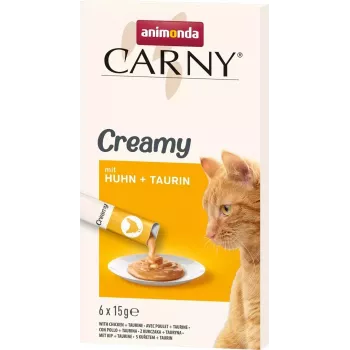 Šlapieji skanėstai katėms animonda Carny Chicken su taurinu, mėsinga pasta, 6 x 15 g, 87% drėgmės