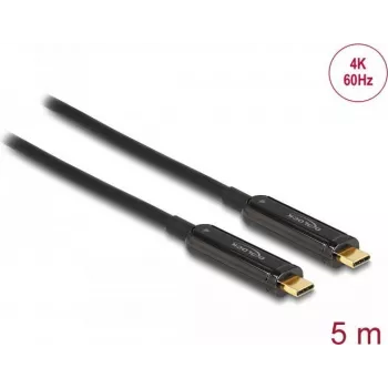 USB-C laidas DELOCK 84090 — 5 m, USB-C į USB-C, iki 21600 Mbit/s, paauksuoti kontaktai, juodas