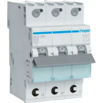 Hager MCS320 automatinis jungiklis, C tipo, 20 A, 3 moduliai
