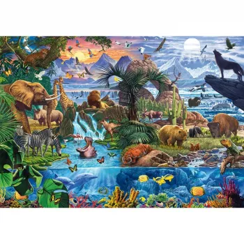 Dėlionė 1000 dalių Schmidt Spiele Panorama of the Animal World 58866