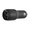 Automobilinis dviejų USB-A prievadų įkroviklis 12W x2, juodas