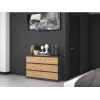 Komoda Top e shop M6 120 — Antracitas/Ąžuolas, 6 stalčių, 1200×300×770 mm, medžio drožlių plokštė