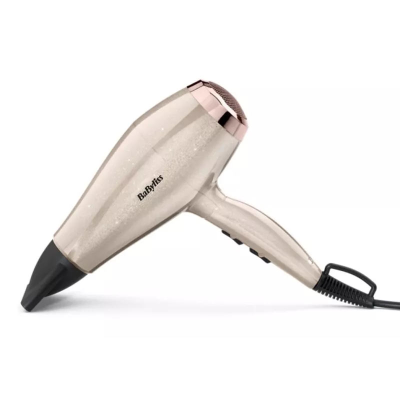 Plaukų džiovintuvas BABYLISS 5914PE – 2000 W, nuolatinės srovės variklis, 3 šilumos lygiai, 2 greičiai, šalto oro funkcija, juoda/auksinė/rožinis auksas