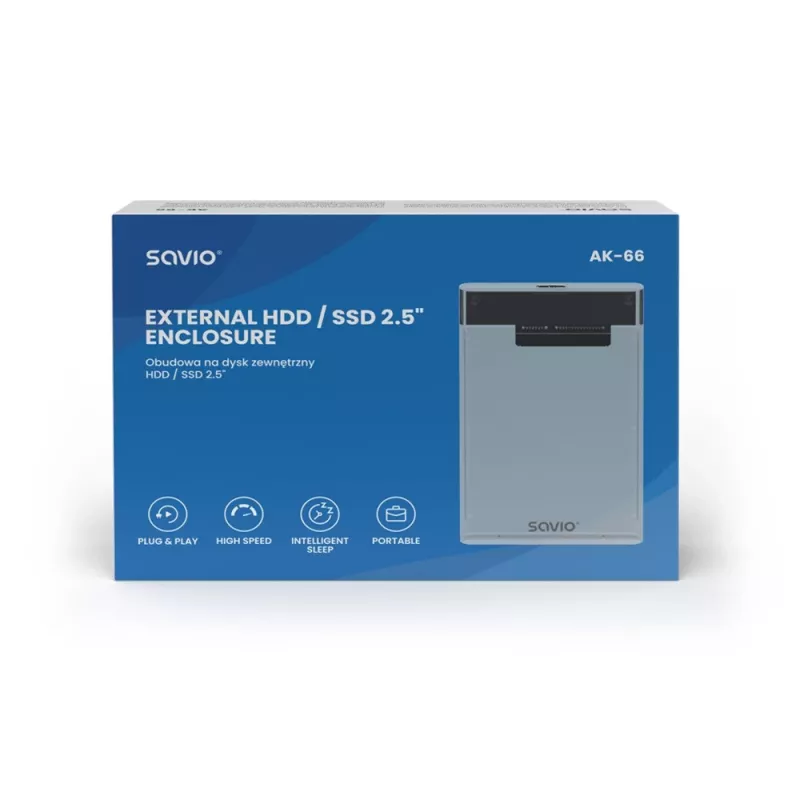 Išorinis HDD/SSD dėklas Savio AK-66 2.5 inch SATA USB 3.0