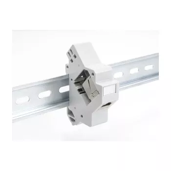 Snap-in laikiklis Keystone moduliui ant DIN bėgio DELOCK 67043 — plastikinis, įžemintas, 60×88.2×21.5 mm, pilkas