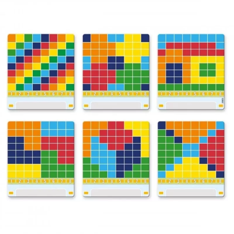 Edukacinis mozaikinis žaidimas QUERCETTI Mosaici Pallino Coding Travel Version 1006 – nešiojamas kodavimo rinkinys su lentelėmis
