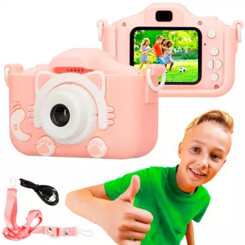 Vaikiška skaitmeninė fotokamera Extralink H27 SINGLE PINK Rožinė Balta 3 metai