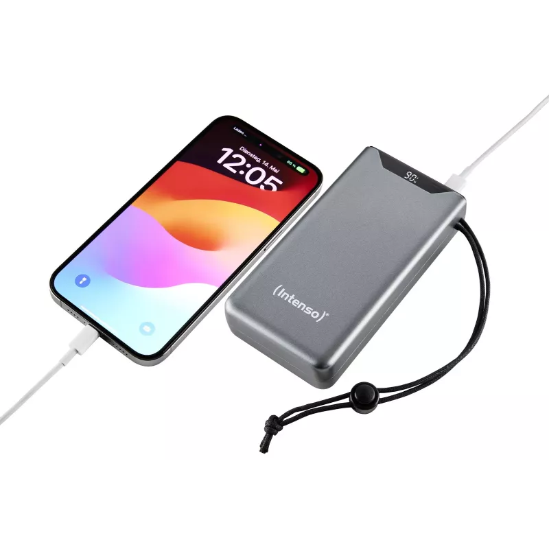 Power bank INTENSO 7332054 — 20000 mAh, PD 3.0 & QC 3.0, 20 W, USB-A + USB-C, pilka