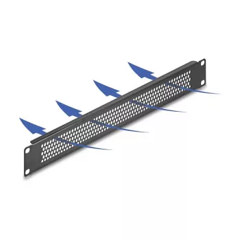 Aklas skydelis DeLOCK 67035, juodas metalas, 44 mm x 482 mm x 11 mm