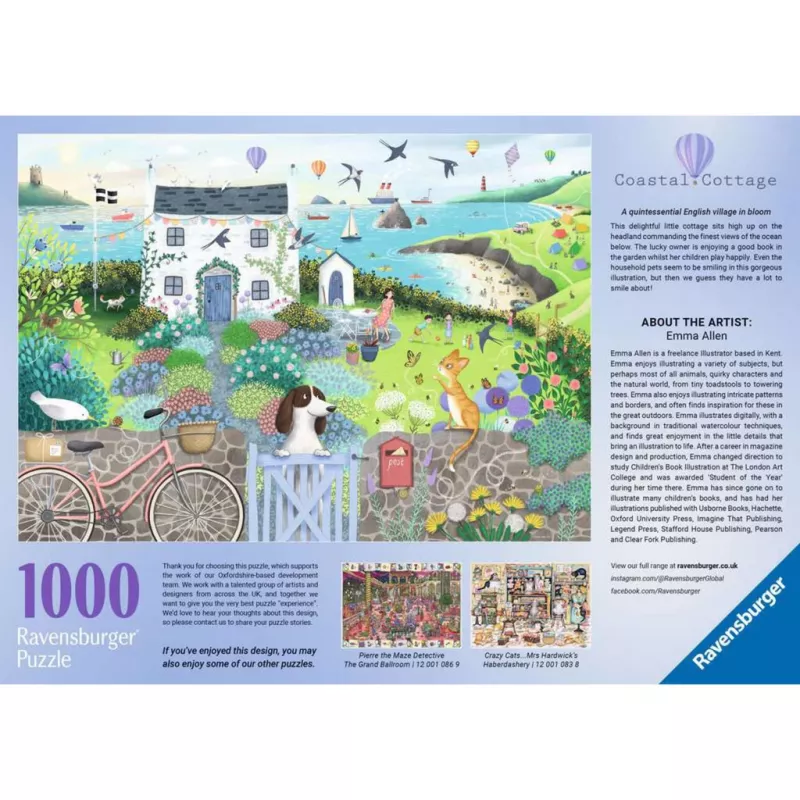 Dėlionė Ravensburger Coastal Cottage 1000 vnt, 700 mm plotis, 2 mm storis