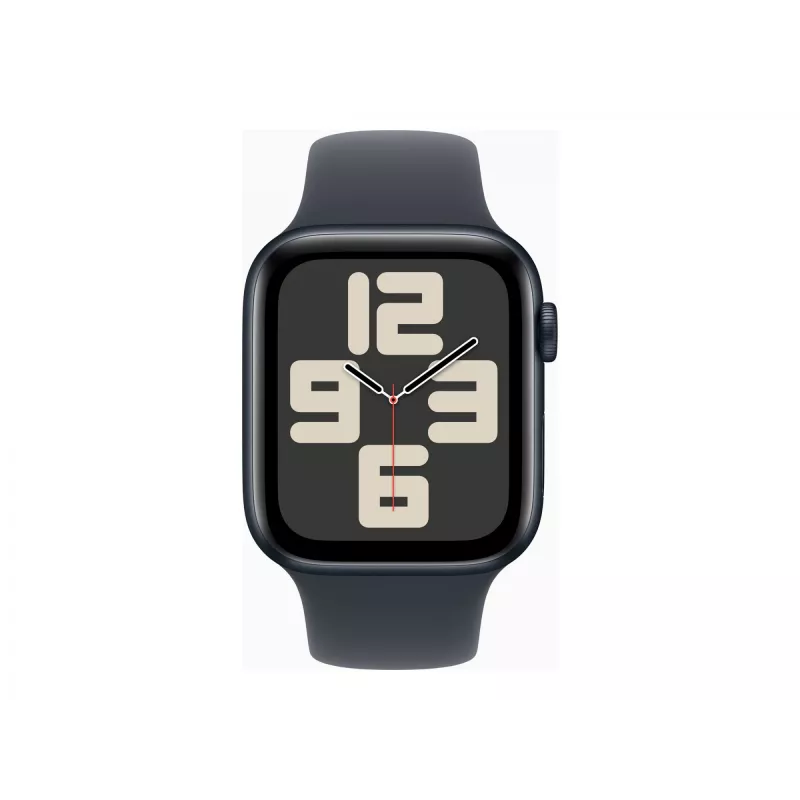 Apple Watch SE GPS + Cellular 44 mm vidurnakčio aliuminio korpusas su vidurnakčio sporto juostele – M/L