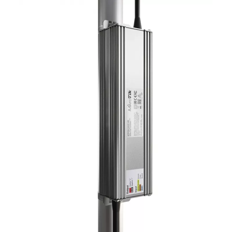 Išorinis maitinimo adapteris MikroTik MTP250-53V47-OD 250 W, įėjimas 100–240 V, cinko korpusas, kompaktiškas 240×46,5×69 mm