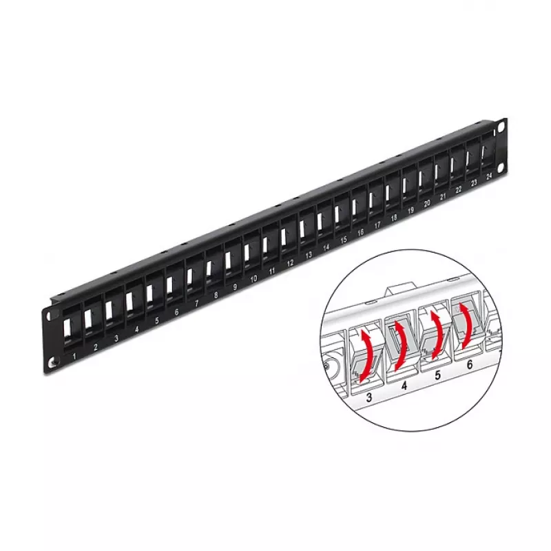 Patch panel DeLOCK 43340 19 inch 24 prievadų su sukamaisiais Keystone lizdais