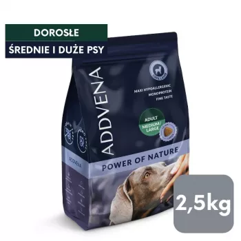 ADDVENA Power of Nature Adult Medium/Large ėriena - sausas šunų ėdalas - 2,5 kg
