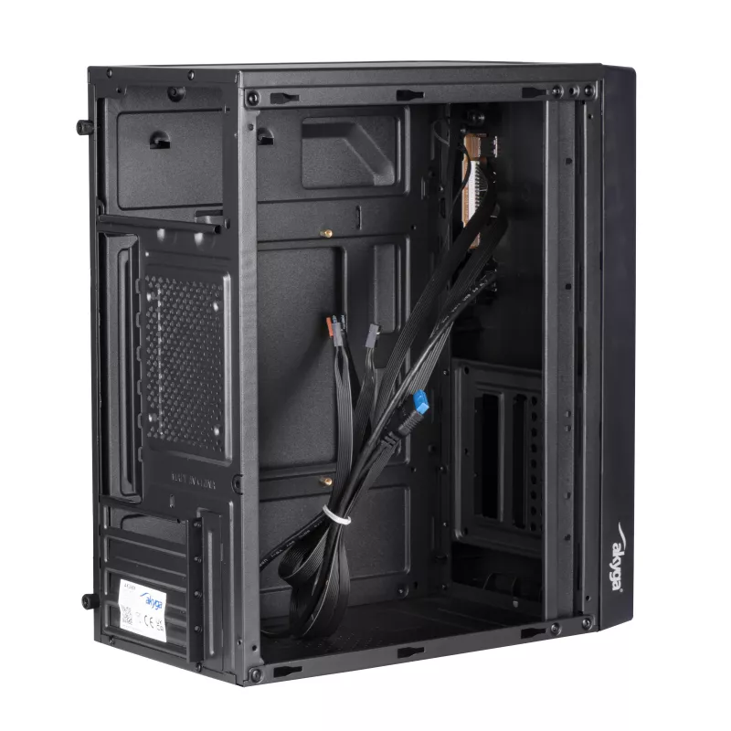 Akyga AK35BK Micro ATX kompiuterio korpusas, Micro ATX / Flex ATX / Mini ITX, 2x USB 2.0, be maitinimo bloko, juodas