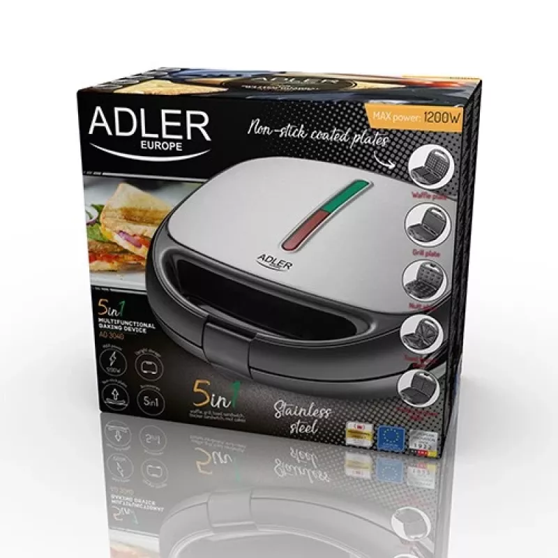 Sumuštinių kepimo aparatas Adler AD 3040 1200 W juodas, pilkas