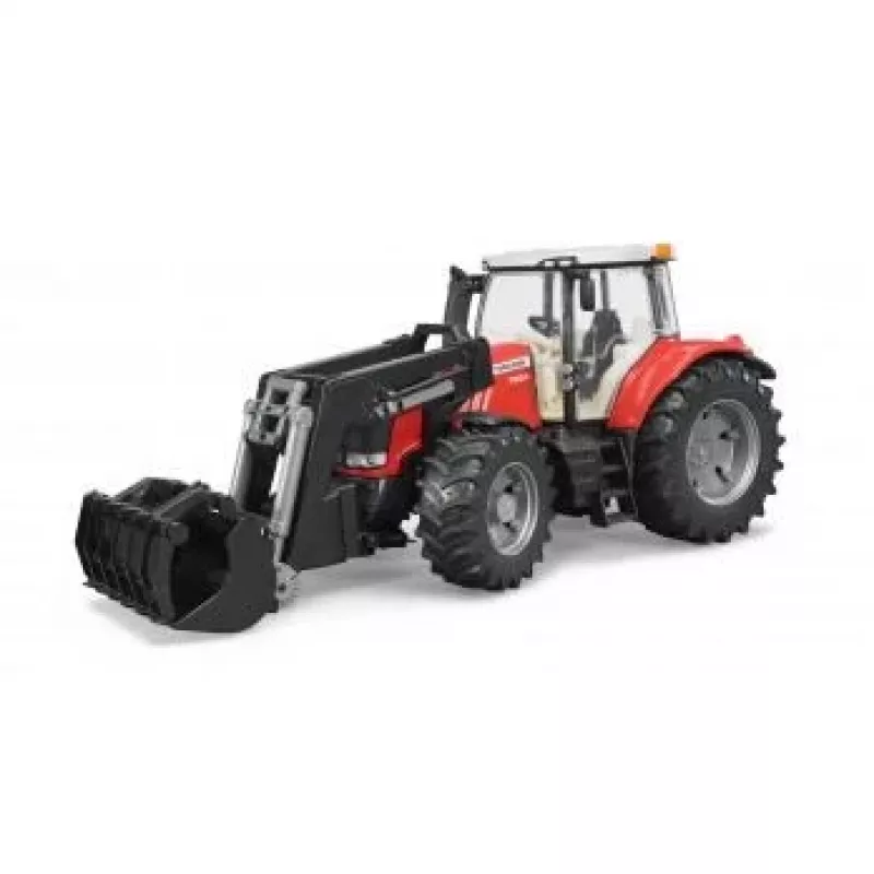 Žaislinis traktorius BRUDER Massey Ferguson 7624 su priekiniu krautuvu, raudonas, nuo 3 metų