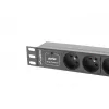 Maitinimo paskirstymo blokas LANBERG PDU-03E-0200-BK — 1U, 3x E tipo lizdai, 220–250 V, 16 A, 2 m kabelis, juodas