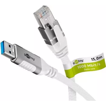 Tinklo laidas Goobay 74164 USB A RJ-45 Cat6 15 m Baltas