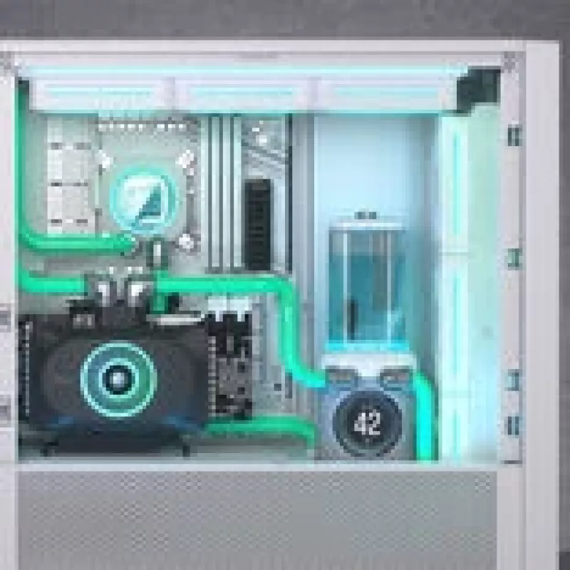 CPU skysčio aušintuvo siurblio komplektas CORSAIR iCUE Link XD6 RGB Elite LCD su 6 RGB ventiliatoriais