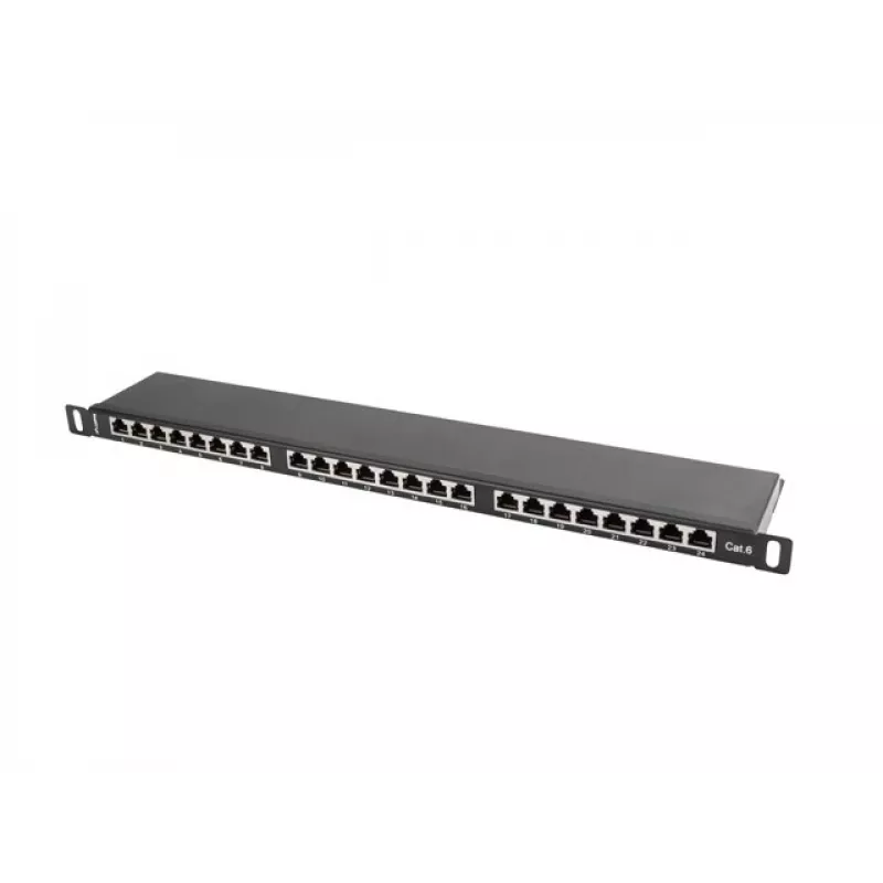 Patch panel Lanberg PPS6-0024-B 24 prievadų, 0,5U, ekranuotas, Cat6
