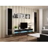 TV stovas Cama Meble VIGO NEW 30/180/40, baltas viršus, juodas blizgus rėmas, 1800×400×300 mm