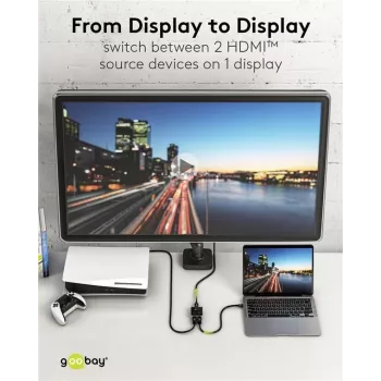 Goobay Manuellė HDMI™ perjungimo dėžutė 2 į 1 (4K @ 60 Hz) (58486)