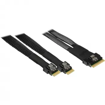 INTER-TECH laidas SFF-8654-8i į 2× SFF-8654-4i, 70 cm vidinis šakotuvinis laidas