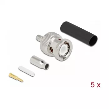 BNC užspaudžiamas kištukas DELOCK 90013, RG-174 / RG-316, su termosusitraukiančia mova, vyriškas BNC, 14,5×23,5×14,5 mm, pakuotė po 5 vnt.