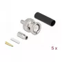 BNC užspaudžiamas kištukas DELOCK 90013, RG-174 / RG-316, su termosusitraukiančia mova, vyriškas BNC, 14,5×23,5×14,5 mm, pakuotė po 5 vnt.