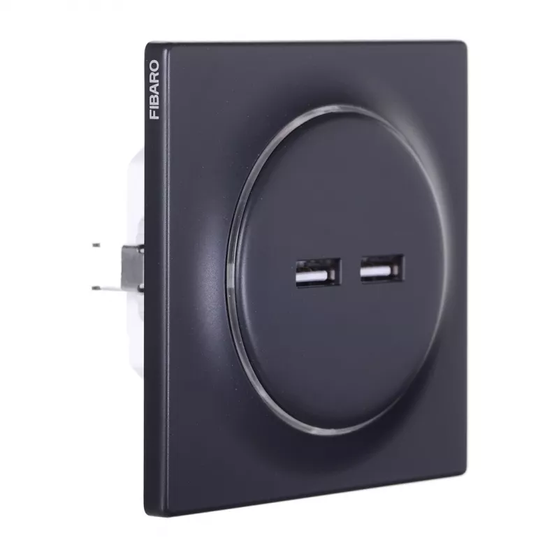 Fibaro FGWU-021-8 kištukinis lizdas su 2x USB juodas