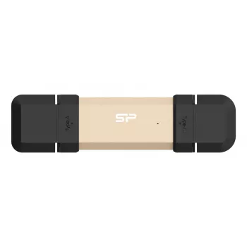 Silicon Power DS72 1 TB išorinis SSD, USB 3.2 Gen 2, Type-A ir Type-C, aliuminis/guminis dangtelis, auksinis