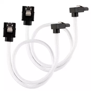Corsair CC-8900279 Premium SATA kabelis su apvalkalu, kampuotas, 30 cm, baltas, 2 vnt. rinkinys
