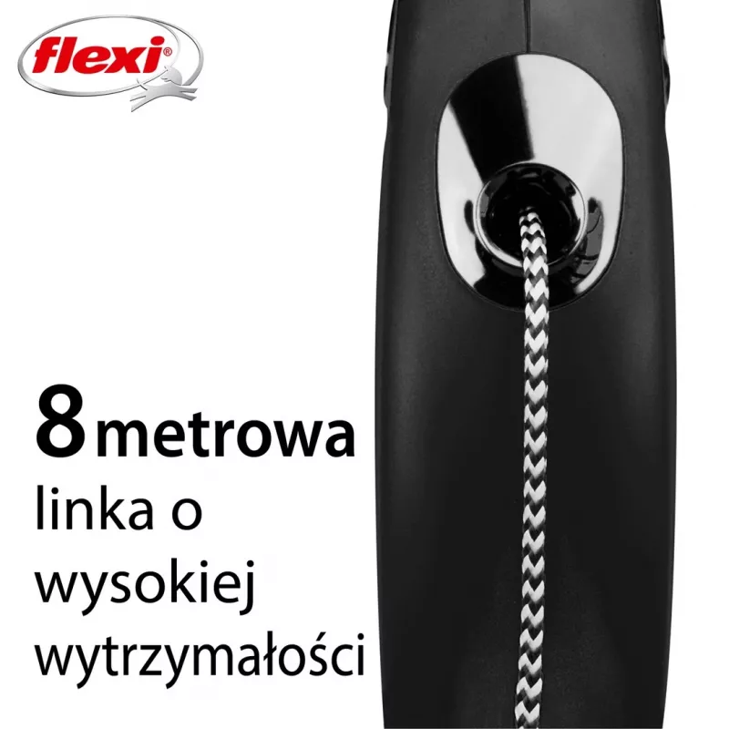 Flexi New CLASSIC 8 m Juodas šuns ištraukiamas pavadėlis