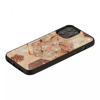 Apsauginis telefono dėklas iKins, skirtas Apple iPhone 12 / 12 Pro – rožinio marmuro dizainas