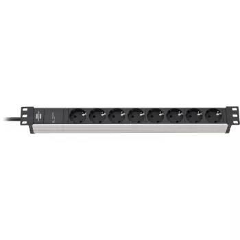 Brennenstuhl 1390007308 2 m 8 AC lizdų vidaus aliuminis plastikas juodas sidabrinis