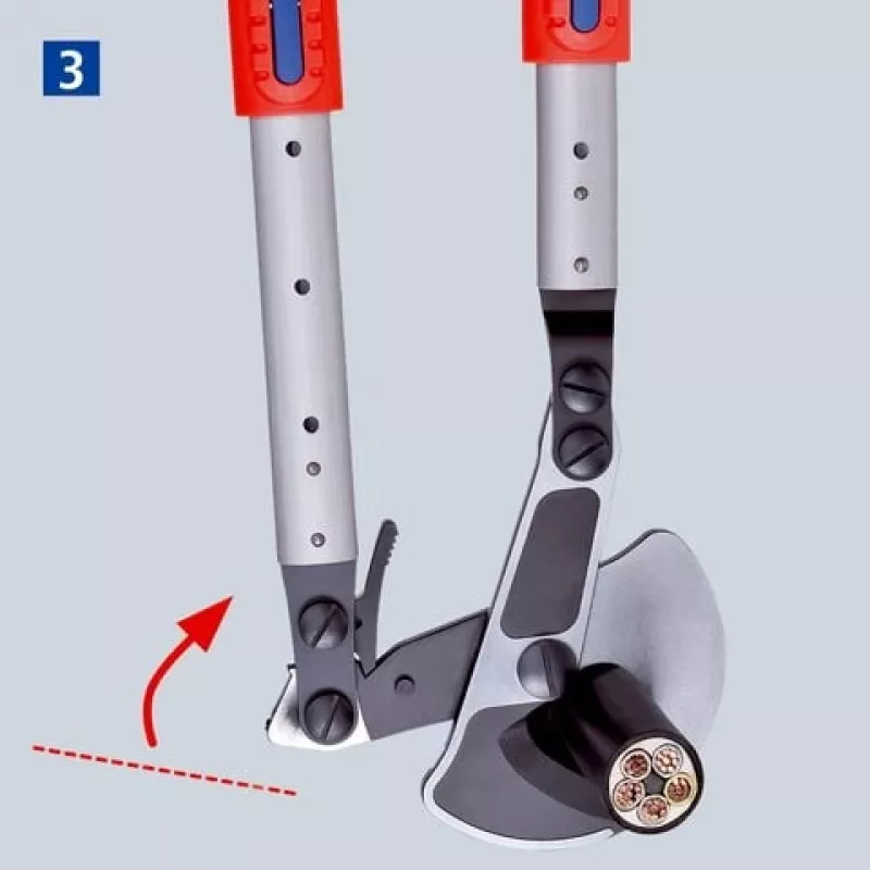 Kabelių žirklės Knipex 9532038, reketinės, skirtos kabeliams pjauti