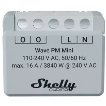 Shelly Qubino Wave PM Mini Grey belaidis išmanusis jungiklis su energijos matavimu, 110–240 V, 16 A, 24–30 V DC, 868,4 MHz