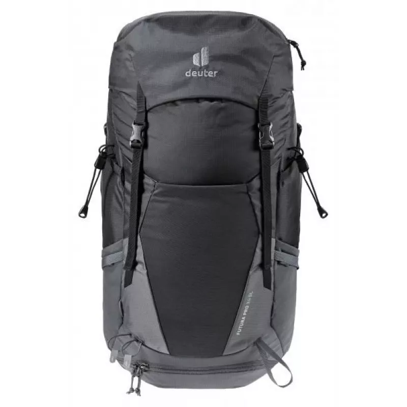 Kuprinė DEUTER Futura Pro 34 SL, moteriška žygių kuprinė, 34 L, 1,56 kg, ventiliacija, hidracija 3 L, laikiklis šalmui, vidinis plieninis rėmas