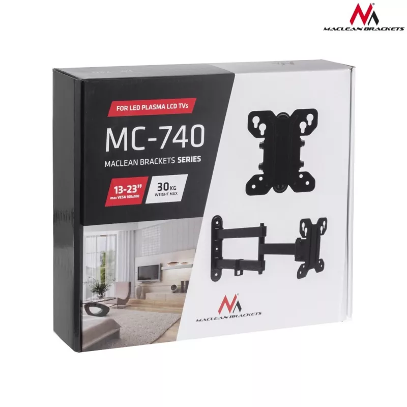 TV laikiklis sieninis MACLEAN MC-740 13–23 col., VESA iki 100x100, apkrova 30 kg