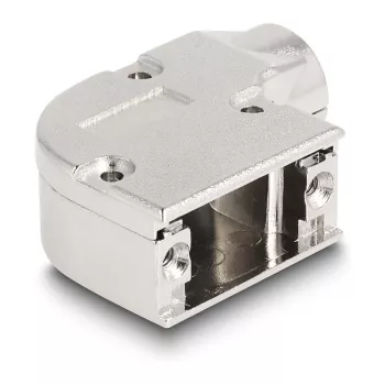 DeLOCK 67028 D-Sub apvalkalas 9 kontaktų kištukui / lizdui su metaline tvirtinimo plokštele, 90° kampu, iš cinko lydinio