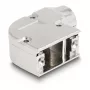 Kabelio gaubtas DELOCK D-Sub 9 kontaktų kištukui/lizdui su metaliniu laikikliu 90° kampu, sidabrinis, 33×47×16 mm